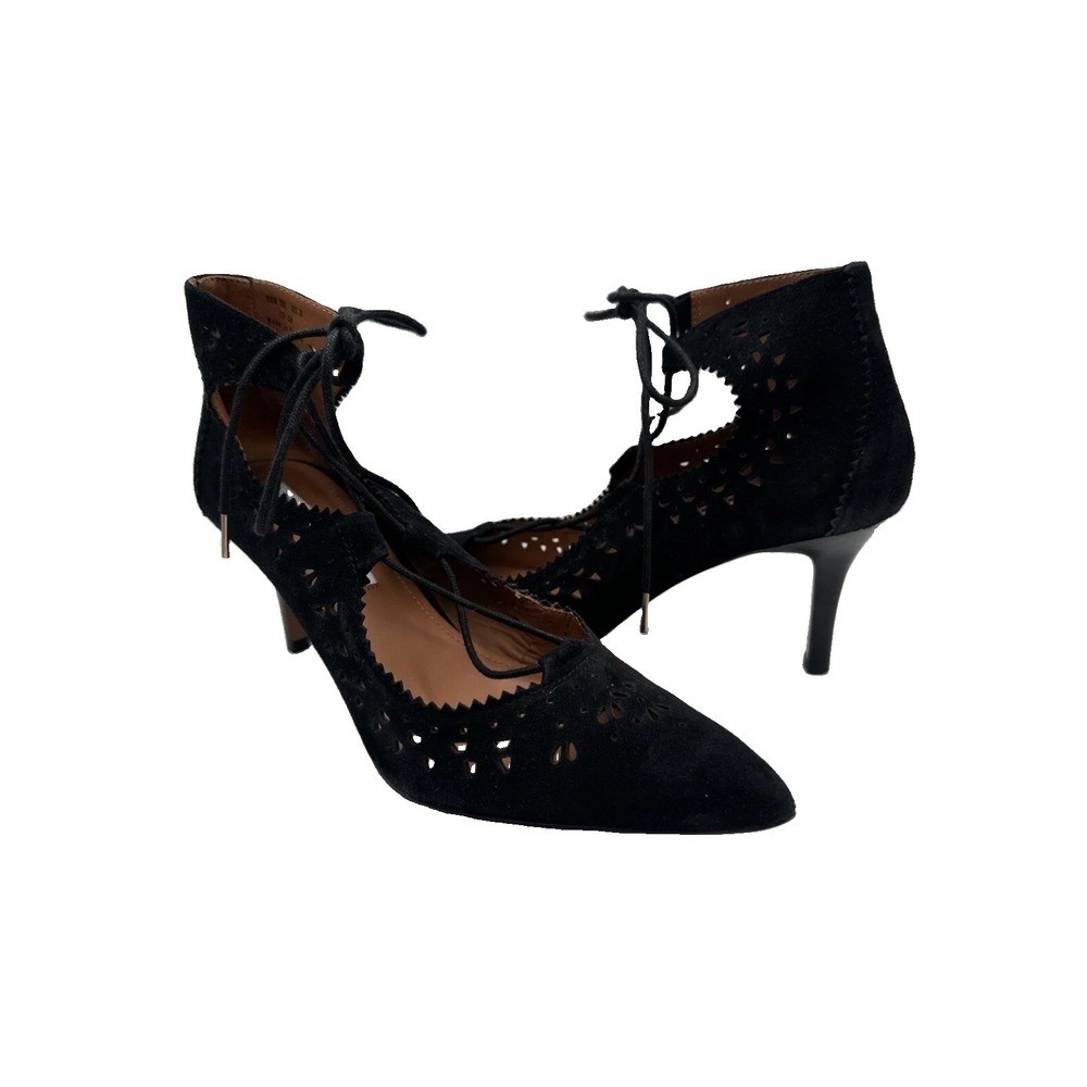Other Stories Suede Black Pointy Lacing Pump Sz 8